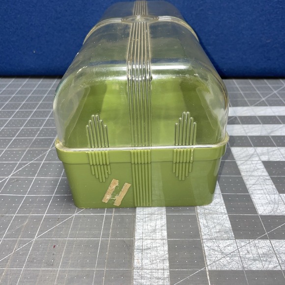 1950s Green Plastic Bread Box Retro Unbranded 11 1/2" X 5" - Picture 2 of 9